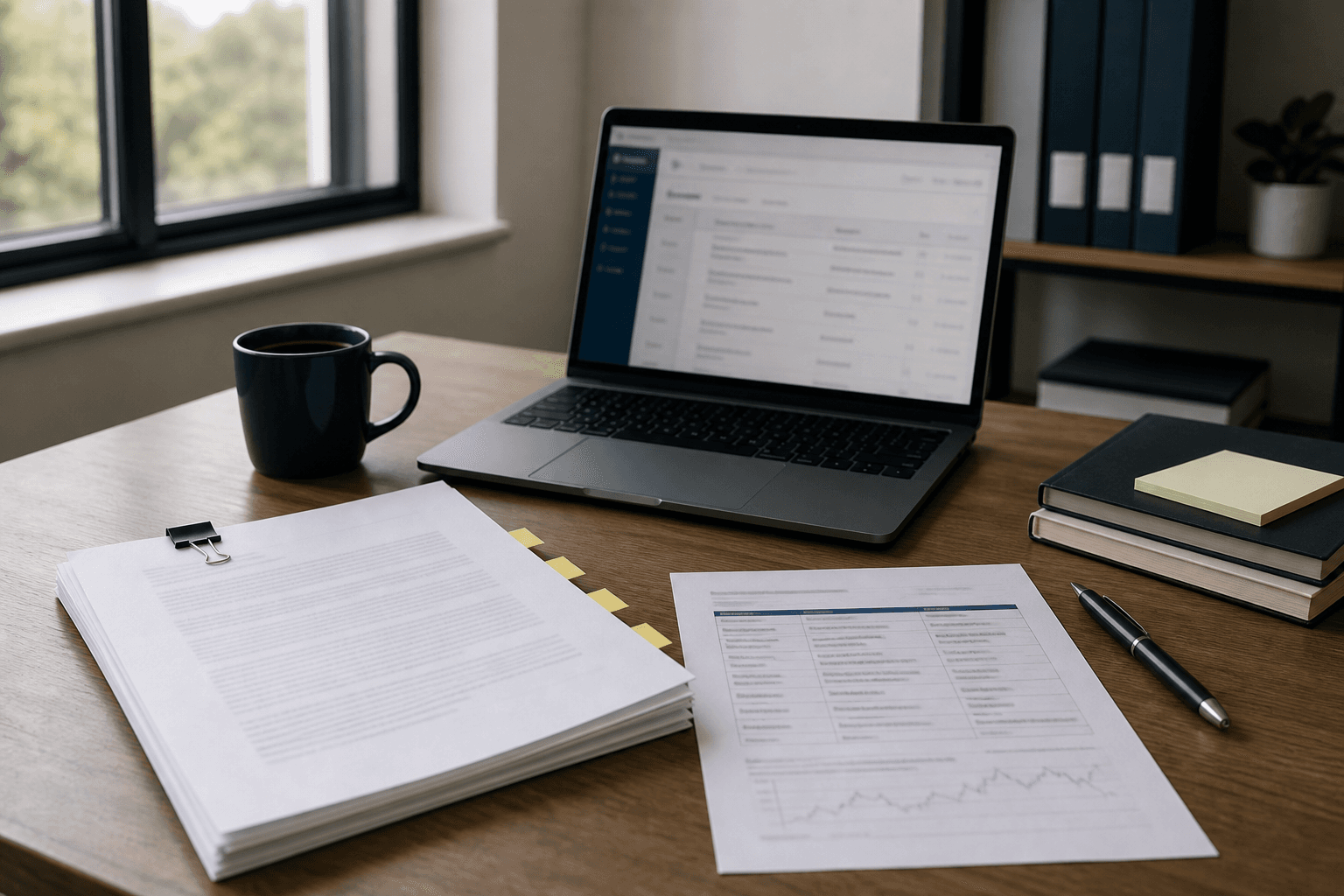 Contractor studying government procurement information at a desk